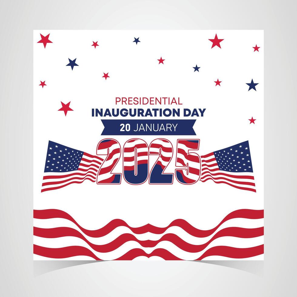 Presidential inauguration day background with vibrant red and blue flag design, festive stars, and patriotic elements for creative event and celebration-related visuals vector