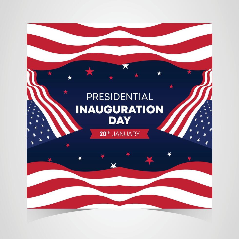 Bold presidential inauguration day background with vibrant red and white stripes and blue accents, symbolizing unity, patriotism, and celebration of democracy vector