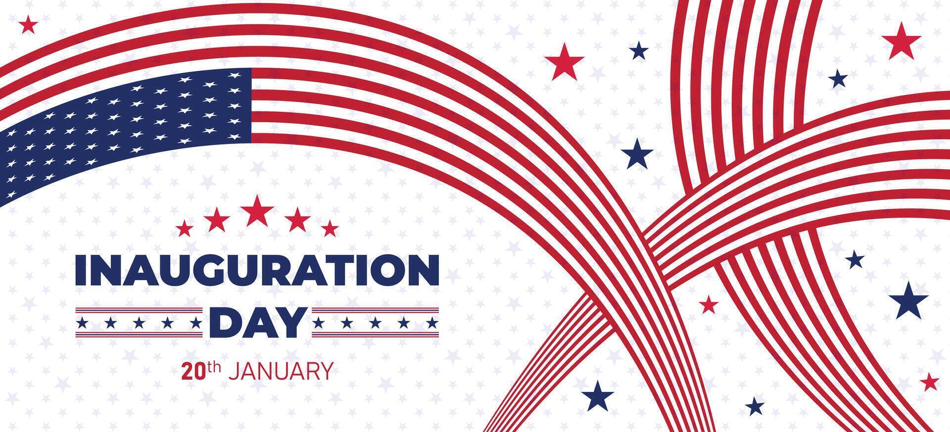 Presidential inauguration day banner with intersecting red and white stripes and blue elements for modern, creative, and festive patriotic themed designs vector