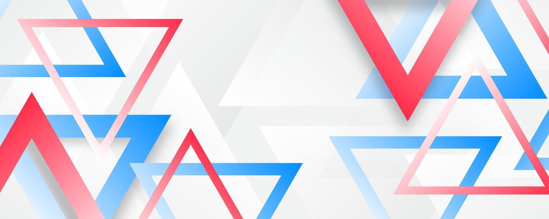 3D white abstract background overlap layer on bright space with blue red triangles effect decoration. Modern graphic design element cutout style concept for web banner, flyer, card or brochure cover vector