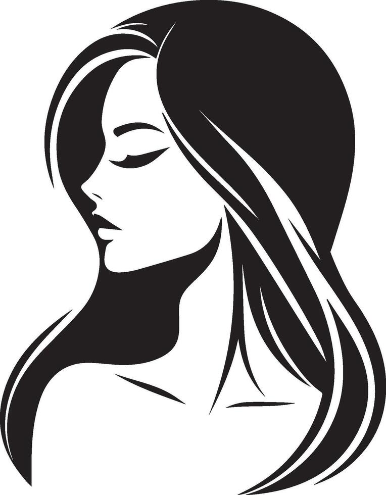 Silhouette of beautiful girl in profile with long hair vector