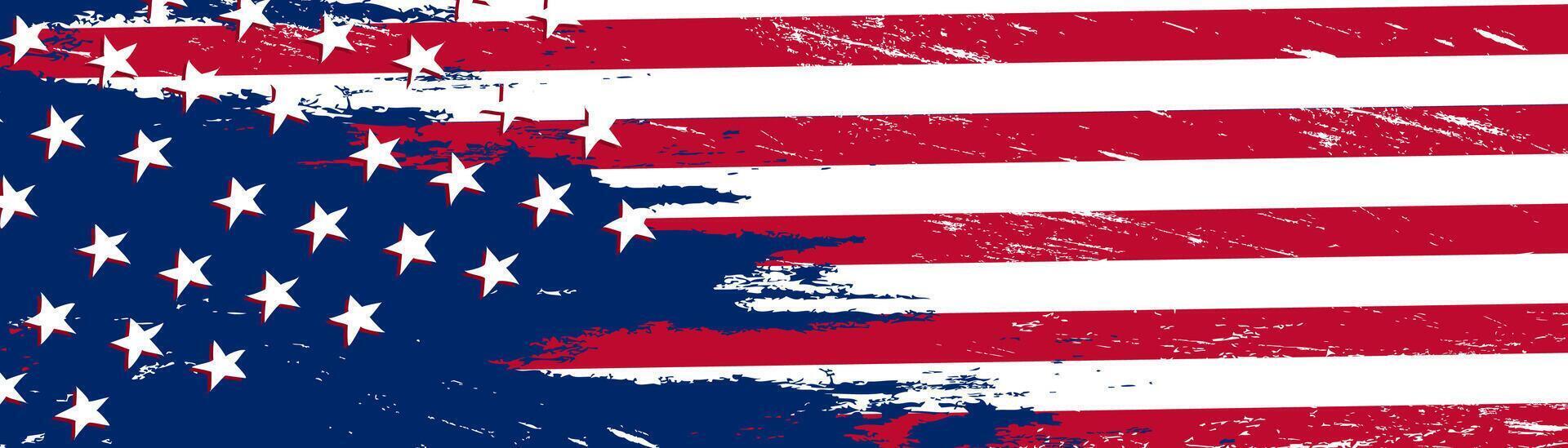 American flag banner style grunge vector