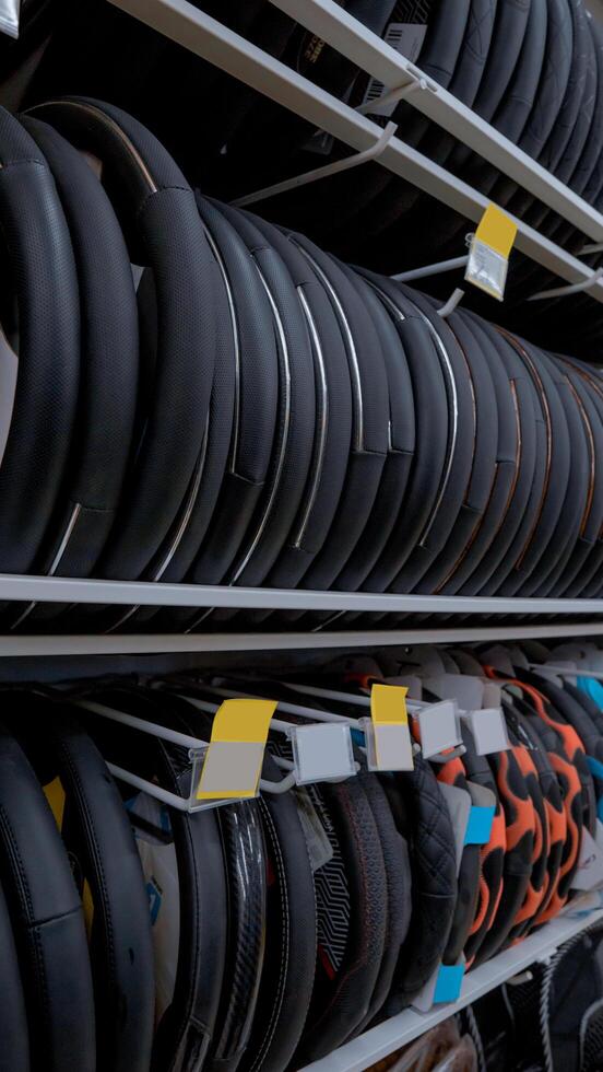 Bicycle Tires Displayed on Store Shelves photo