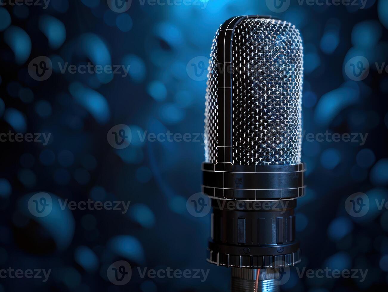 Close-up of a microphone with a wireframe overlay photo