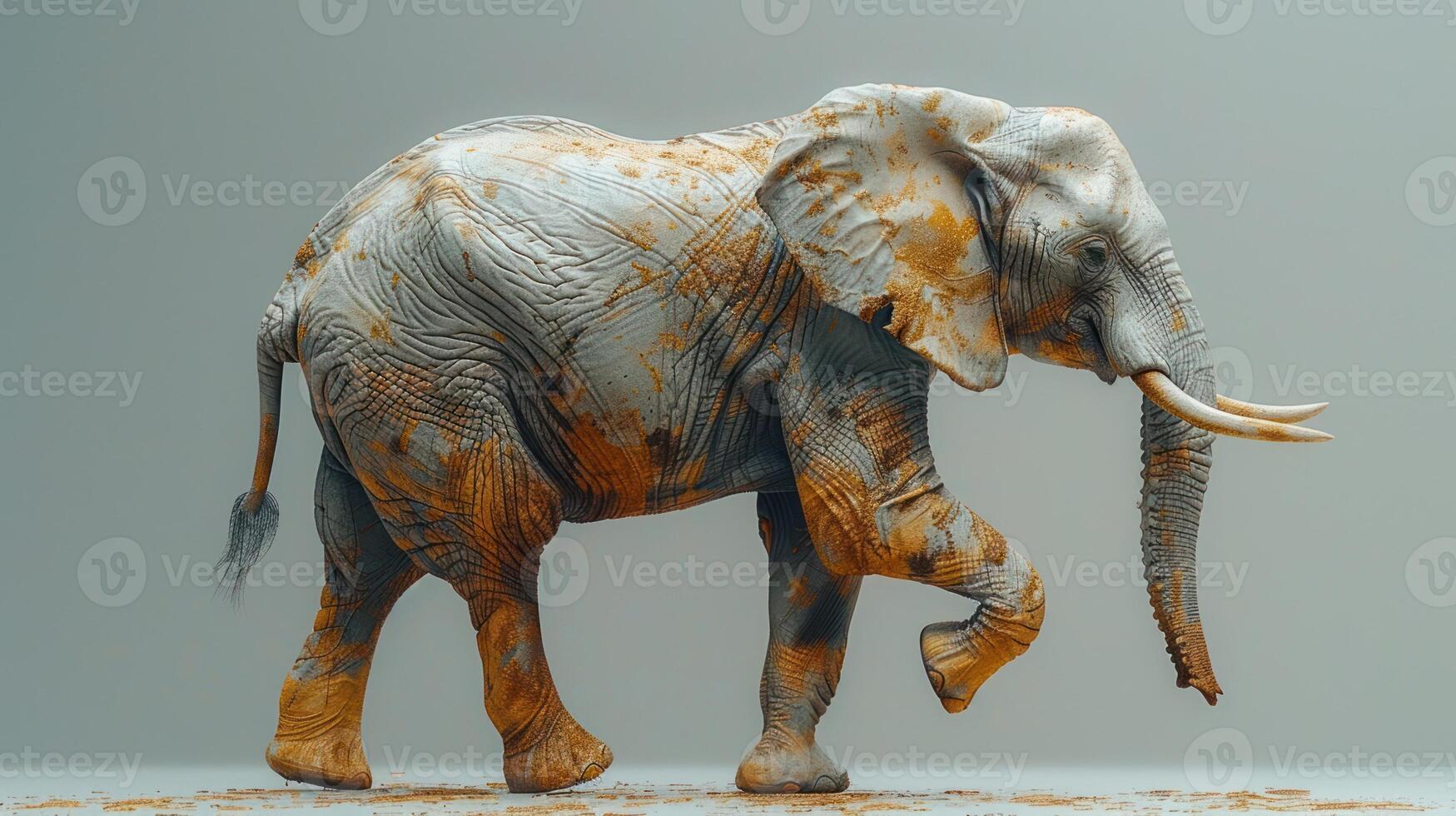 An elephant shines in golden hues of forgotten era photo