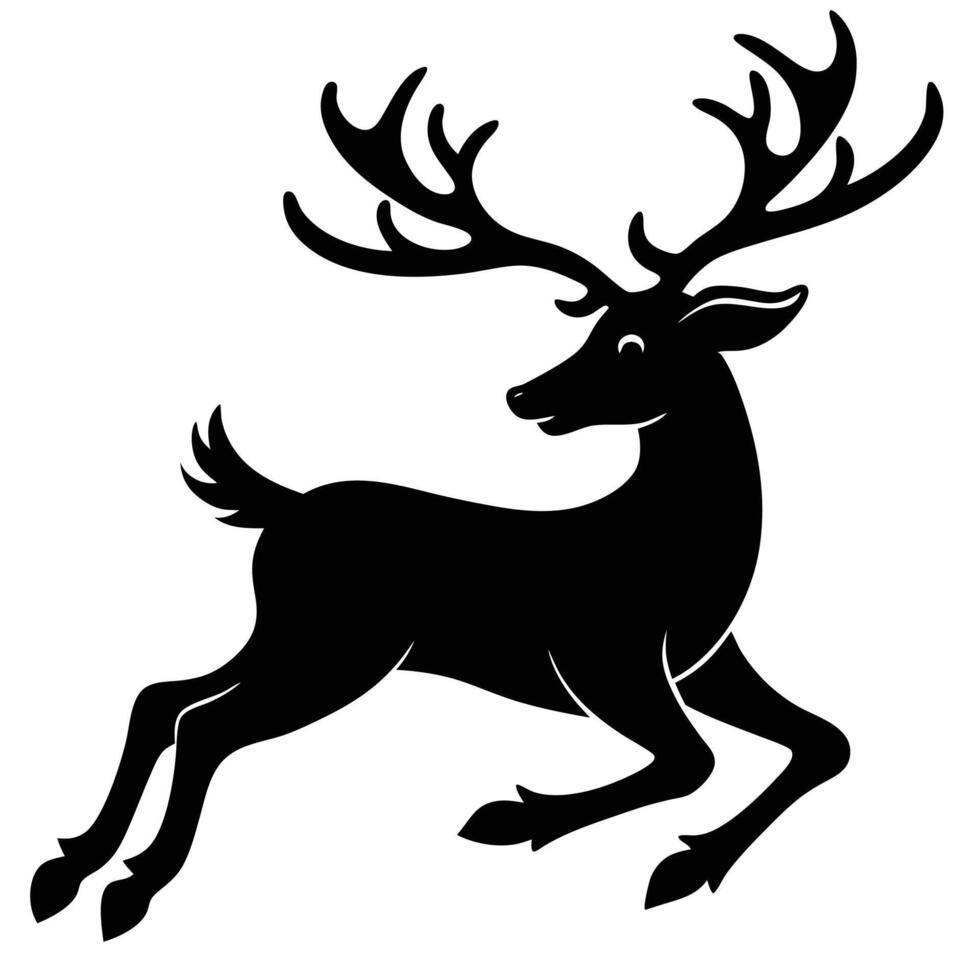 A black and white silhouette of a deer vector