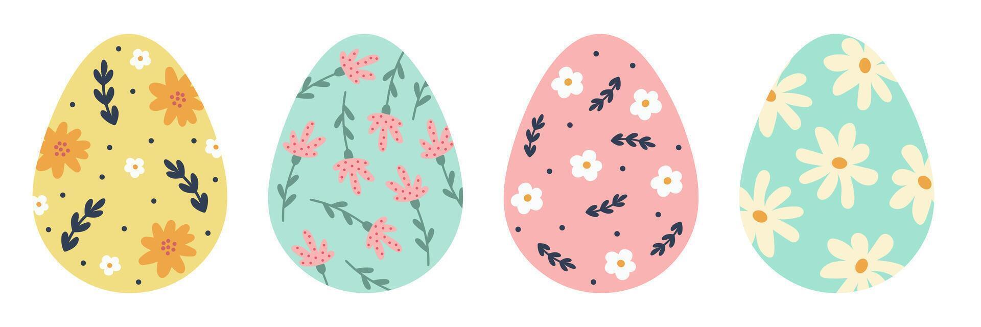 Set of easter eggs with different ribbon bows vector
