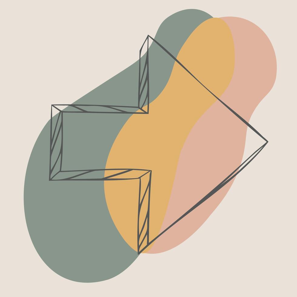 An abstract drawing of a triangle with a line going through it vector