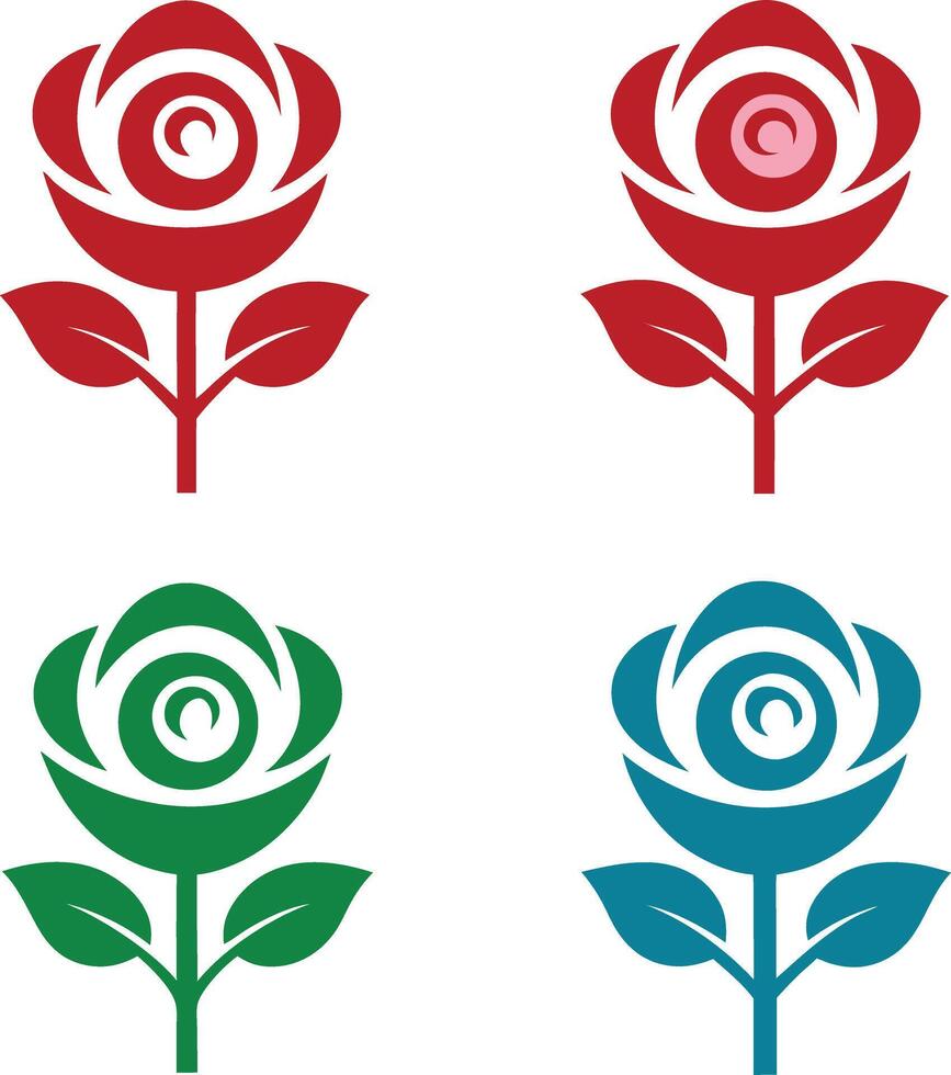 line art colorful rose Flower vector