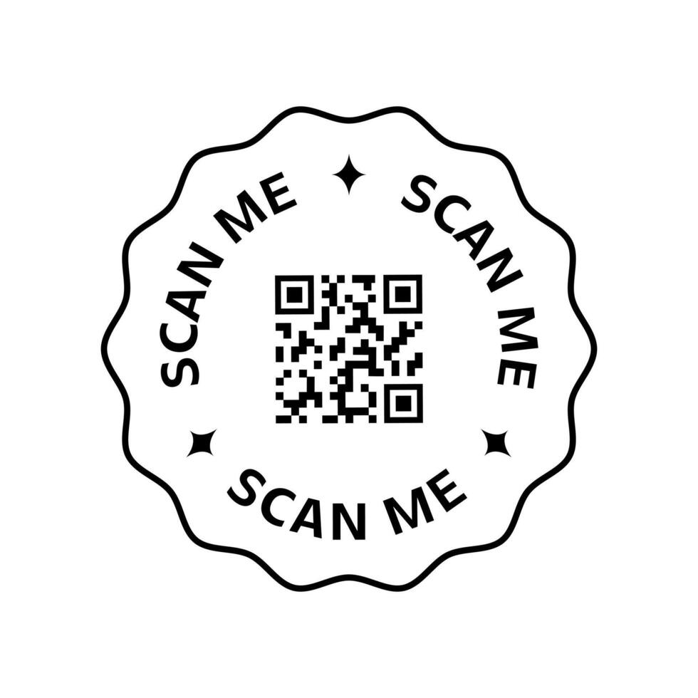 QR code with scan me text in decorative border vector