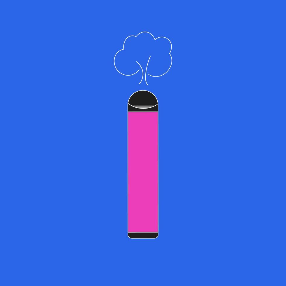 illustration of a vape pen with vapor on a blue background vector