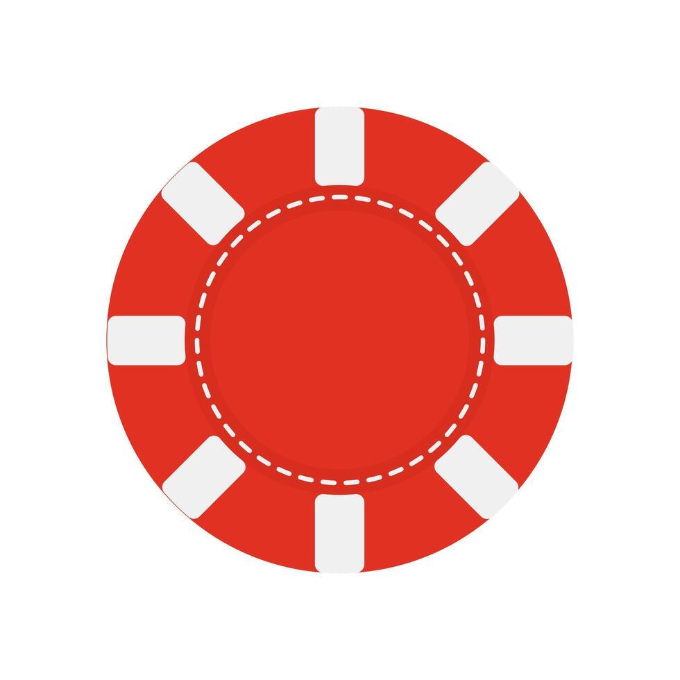 Red and white poker chip illustration vector