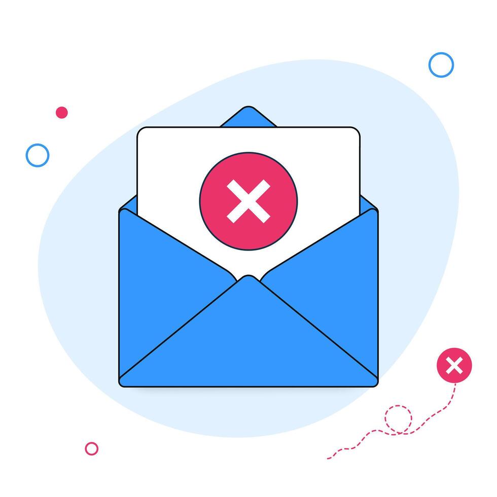Email notification with an error alert inside blue envelope vector