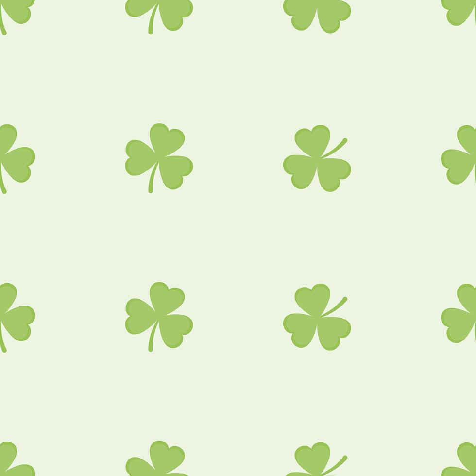Seamless pattern of green clover leaf on light background vector
