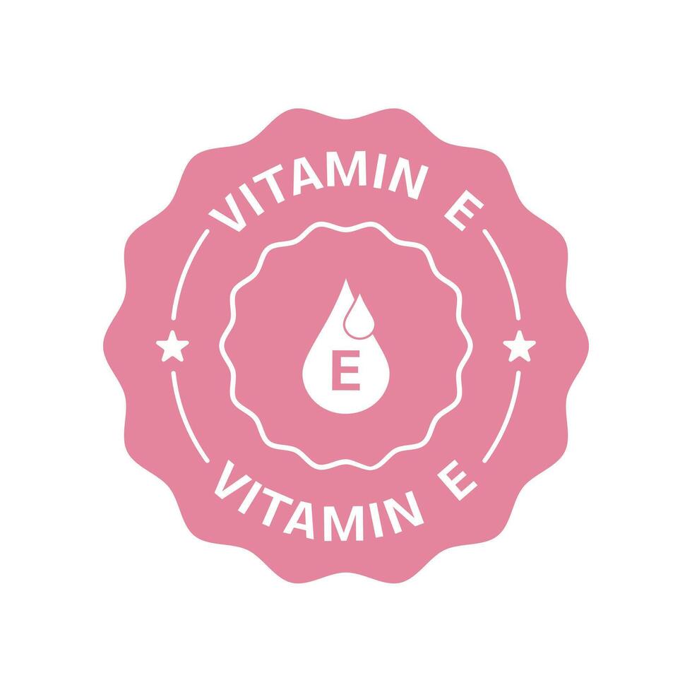 Vitamin E label in pink badge design vector