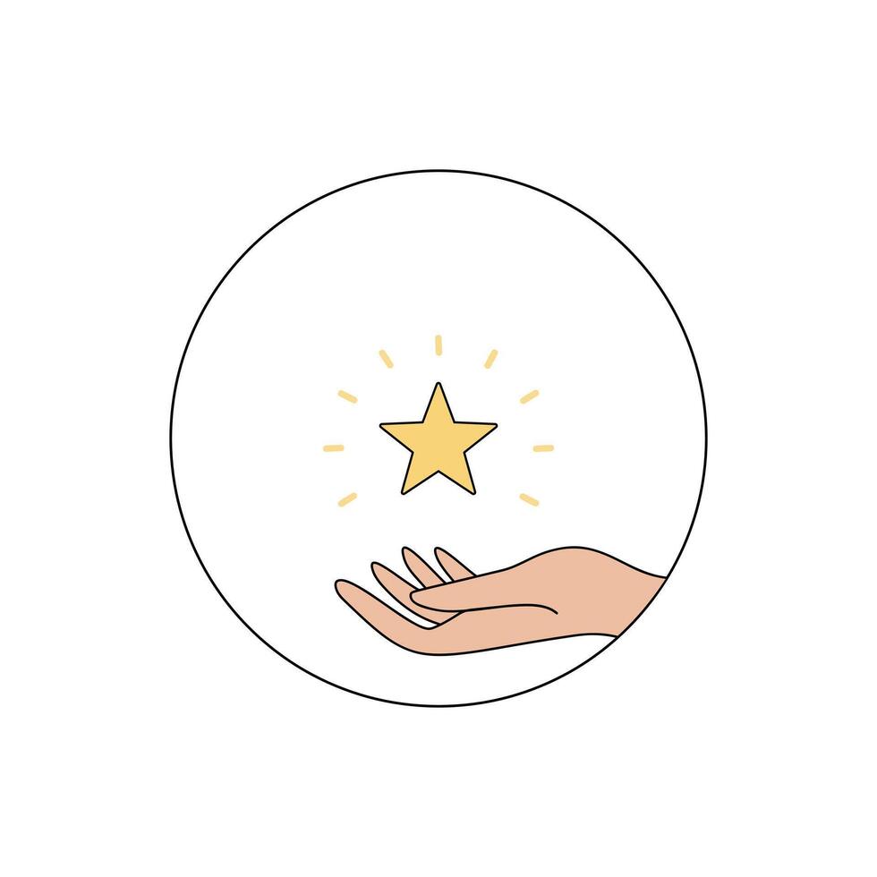 Hand holding a golden star with rays vector
