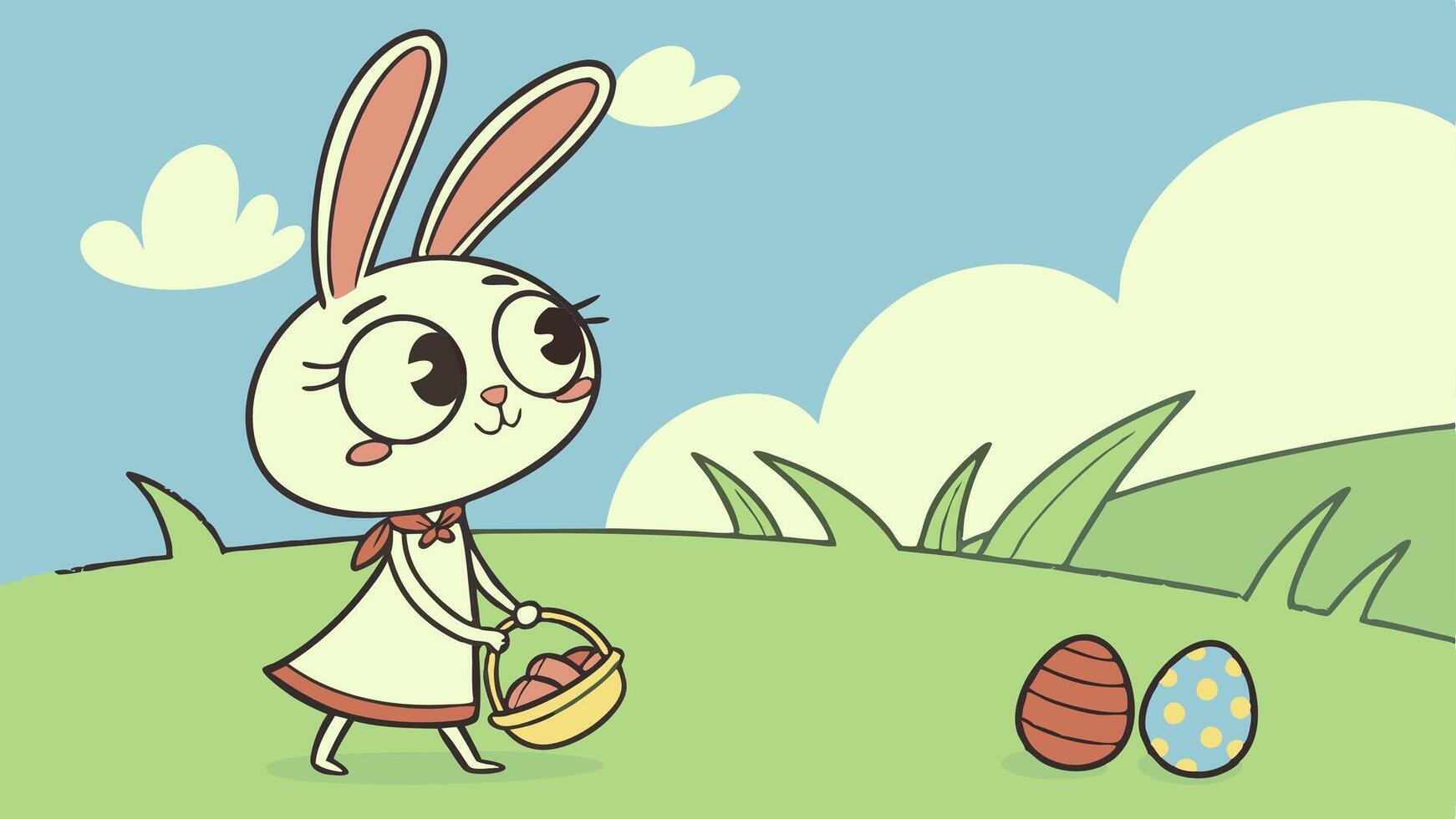 easter bunny take basket vector