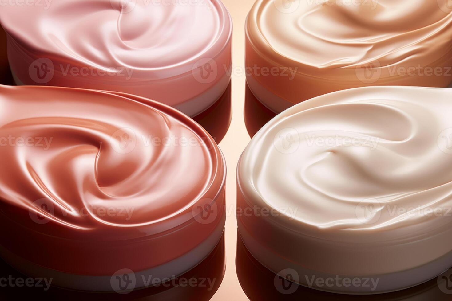 High-quality image showcasing swirls of creamy beauty products in various shades photo