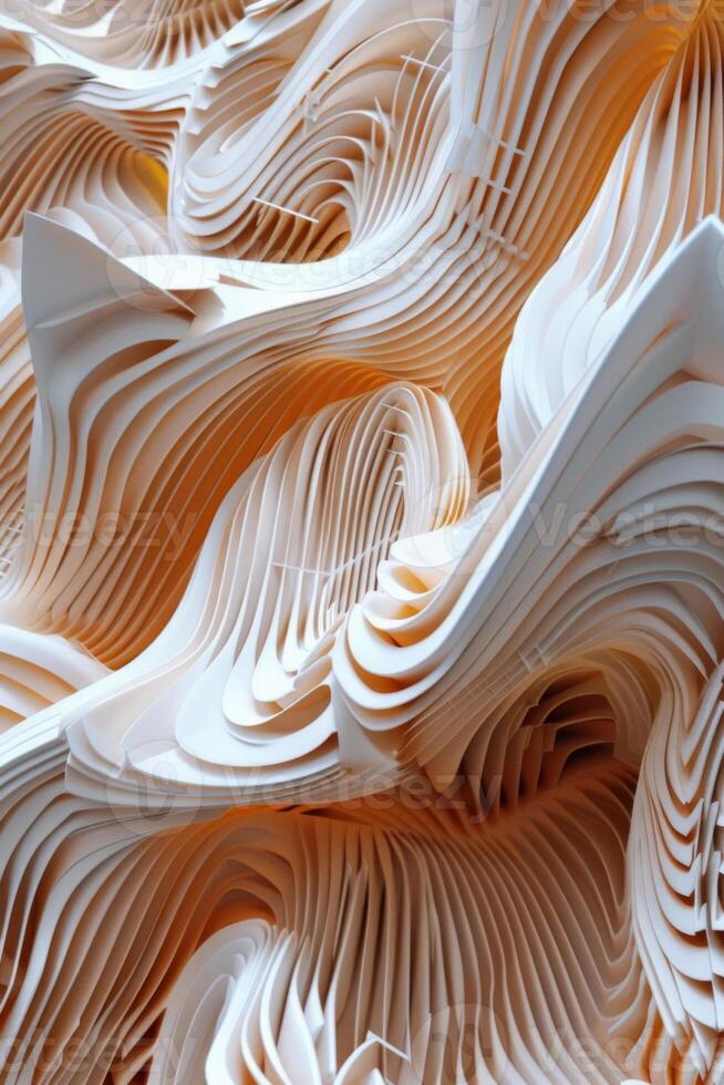 Abstract parametric architecture forming wavy shapes background photo