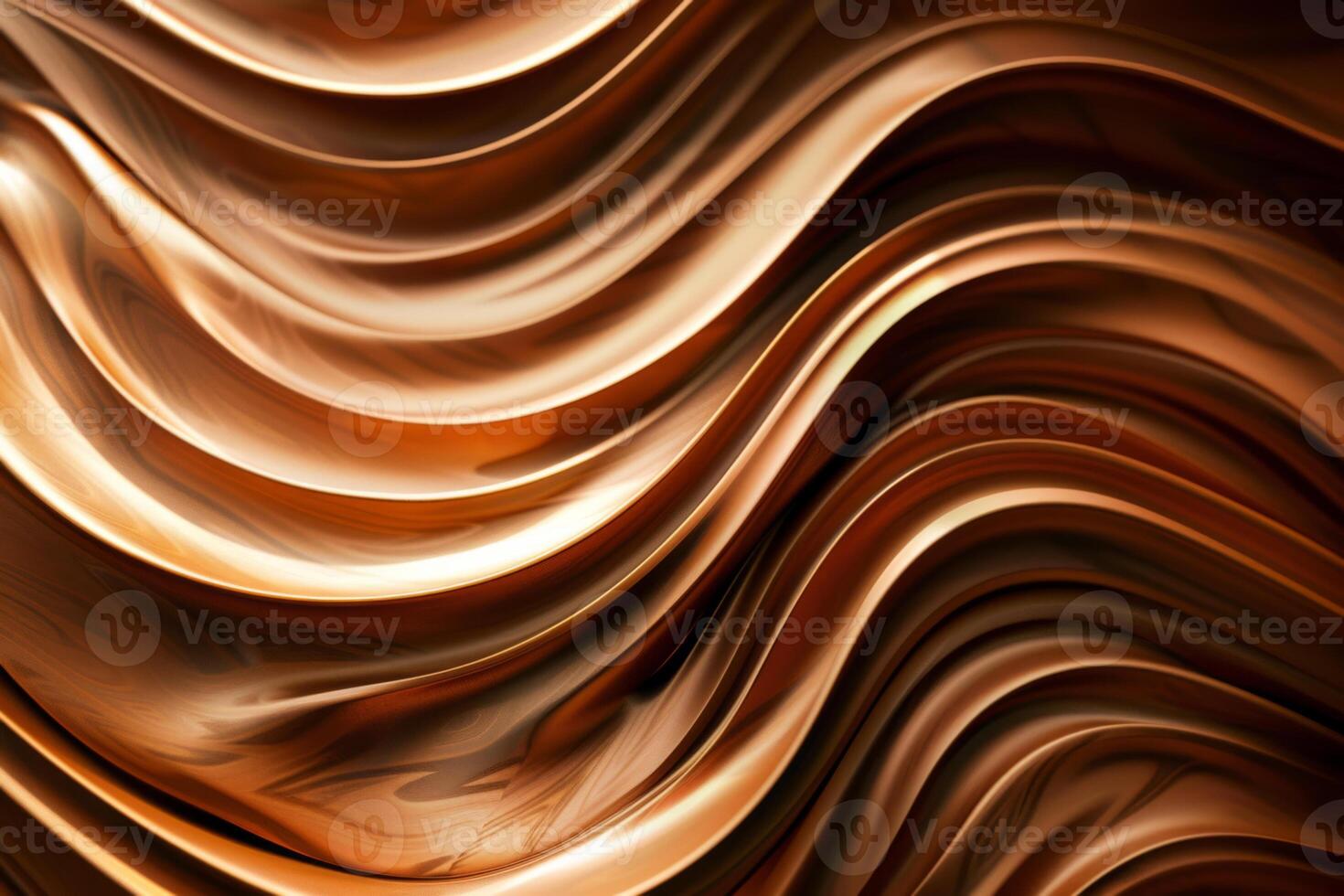 Abstract copper metal background flowing in waves photo