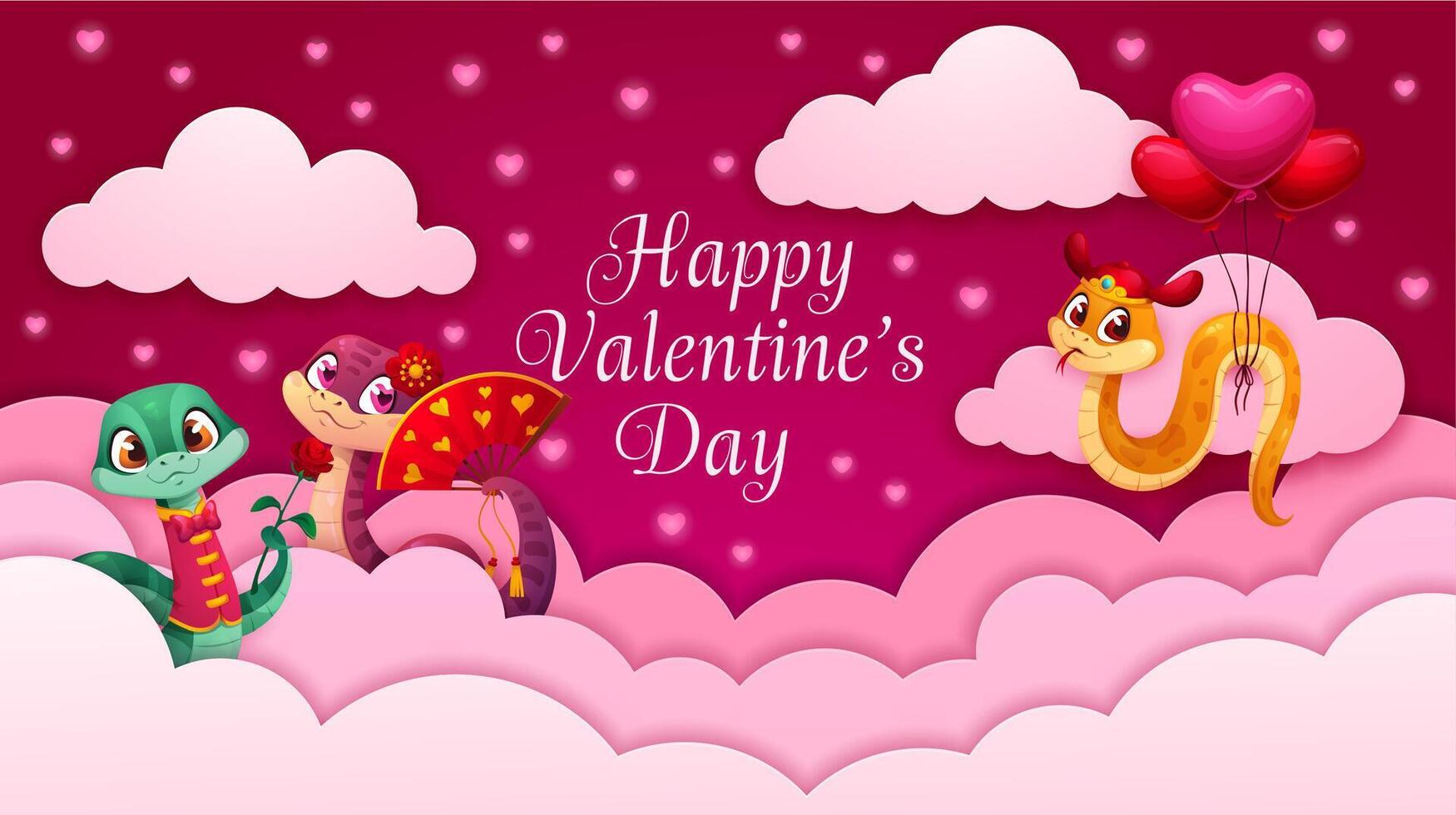 Paper cut Valentine day greeting card with clouds vector
