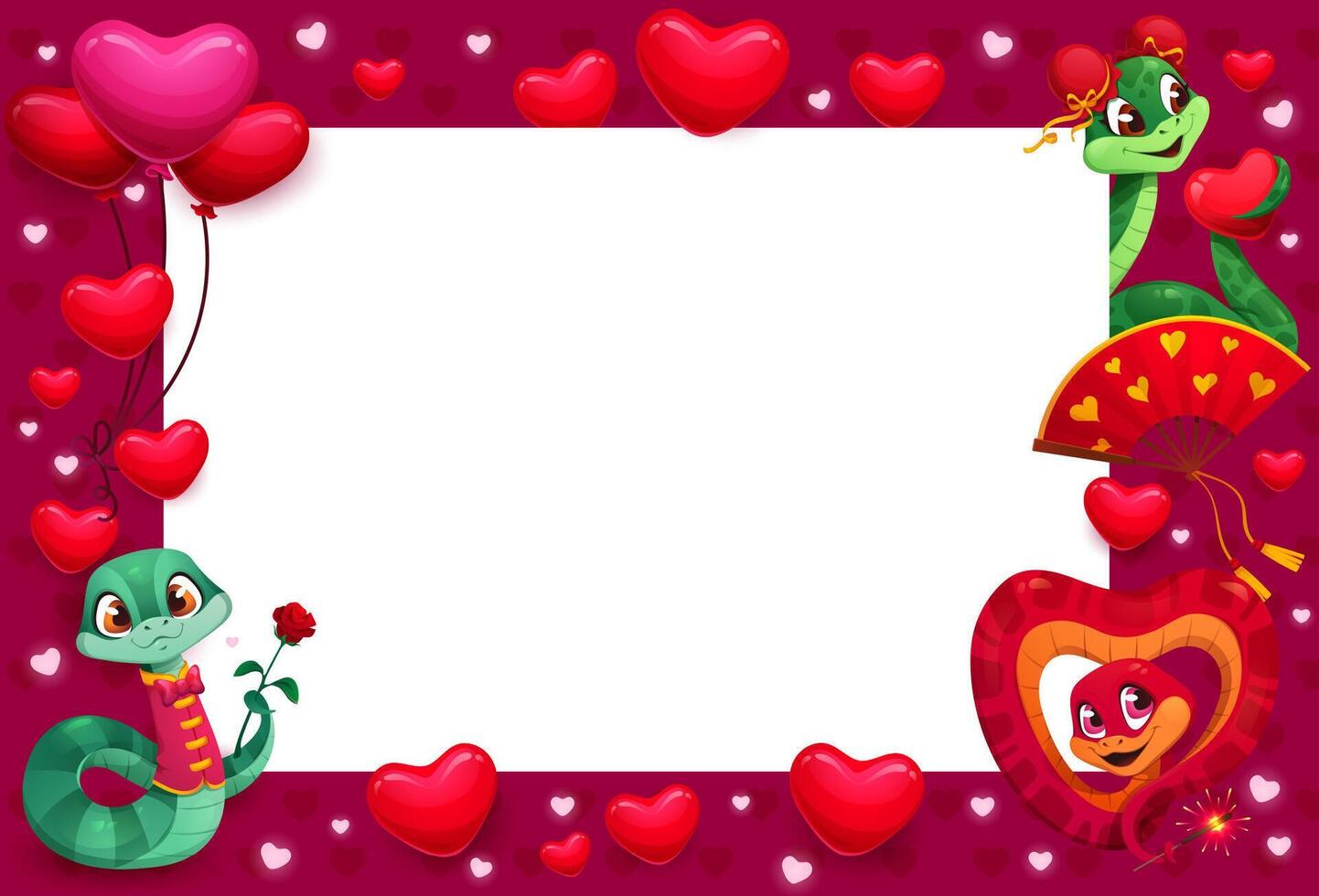 Happy Valentine day banner with snakes and hearts vector
