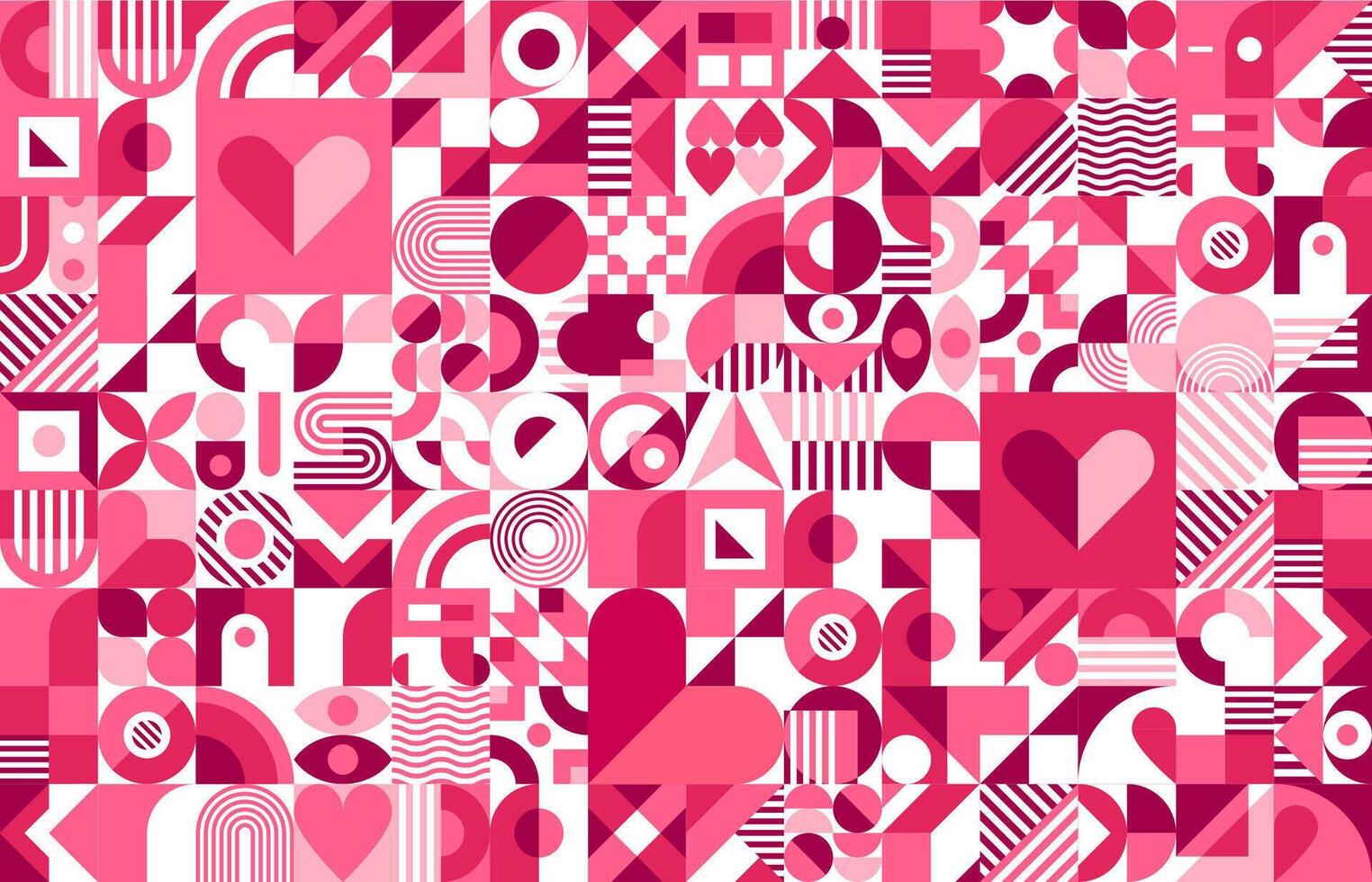 Valentines day background of pink hearts pattern vector