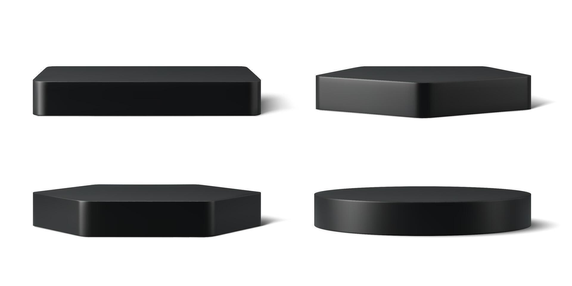 Realistic 3d isolated black podium stands vector