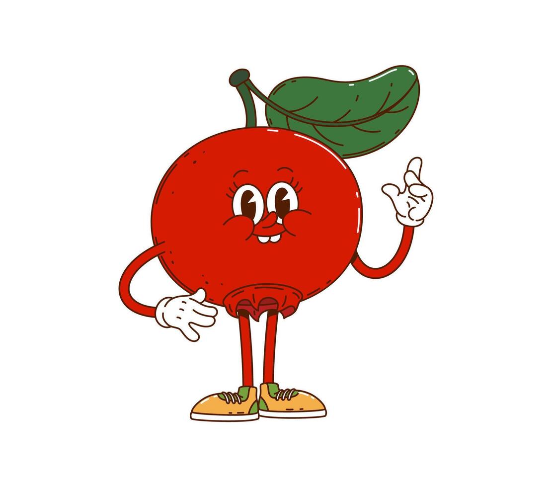 Cartoon groovy ripe cranberry cute character vector