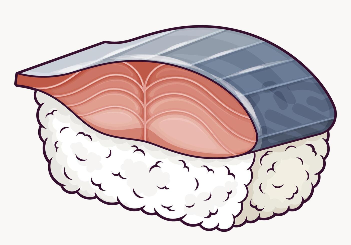 Saba sushi isolated illustration. Japanese traditional food with mackerel. Illustration vector