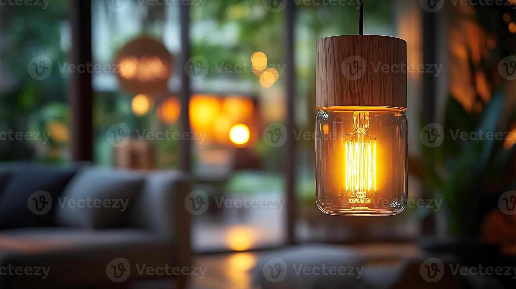 Floor lamp a sleek metal fixture encasing a glowing bulb casts soft illumination enhancing clean uncluttered interiors with a modern edge photo