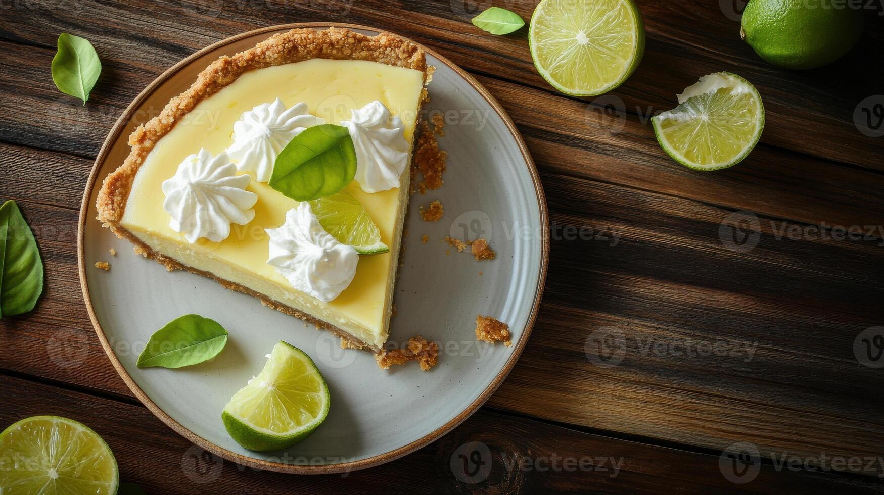 Delicious Key Lime Pie Dessert on Table photo