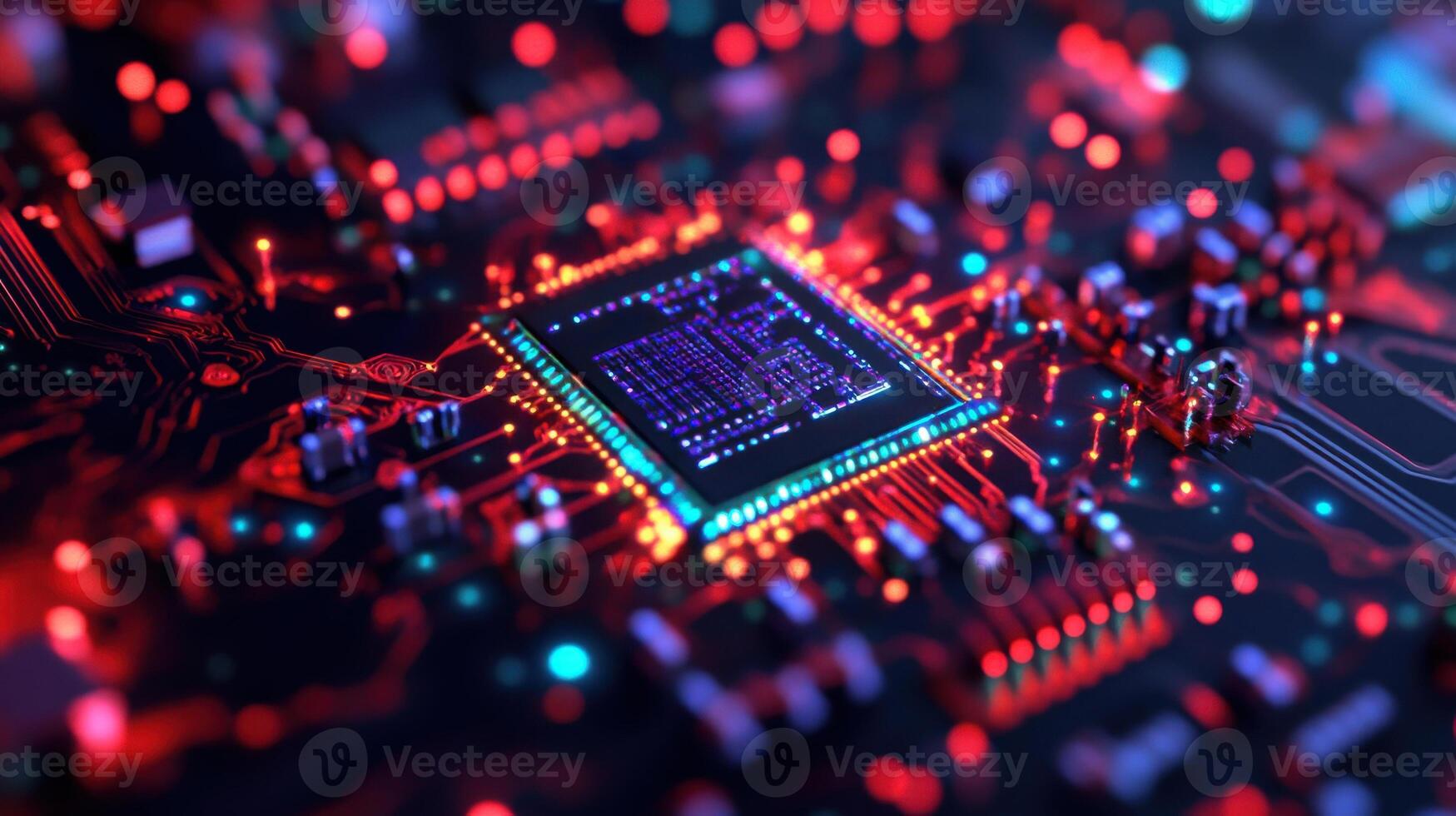 Macro View of Microchip Surface for Tech photo