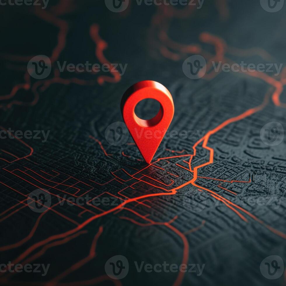 Minimalistic Red Location Pin on Map photo