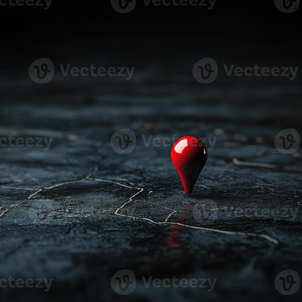 Minimalistic Red Location Pin on Dark Map photo