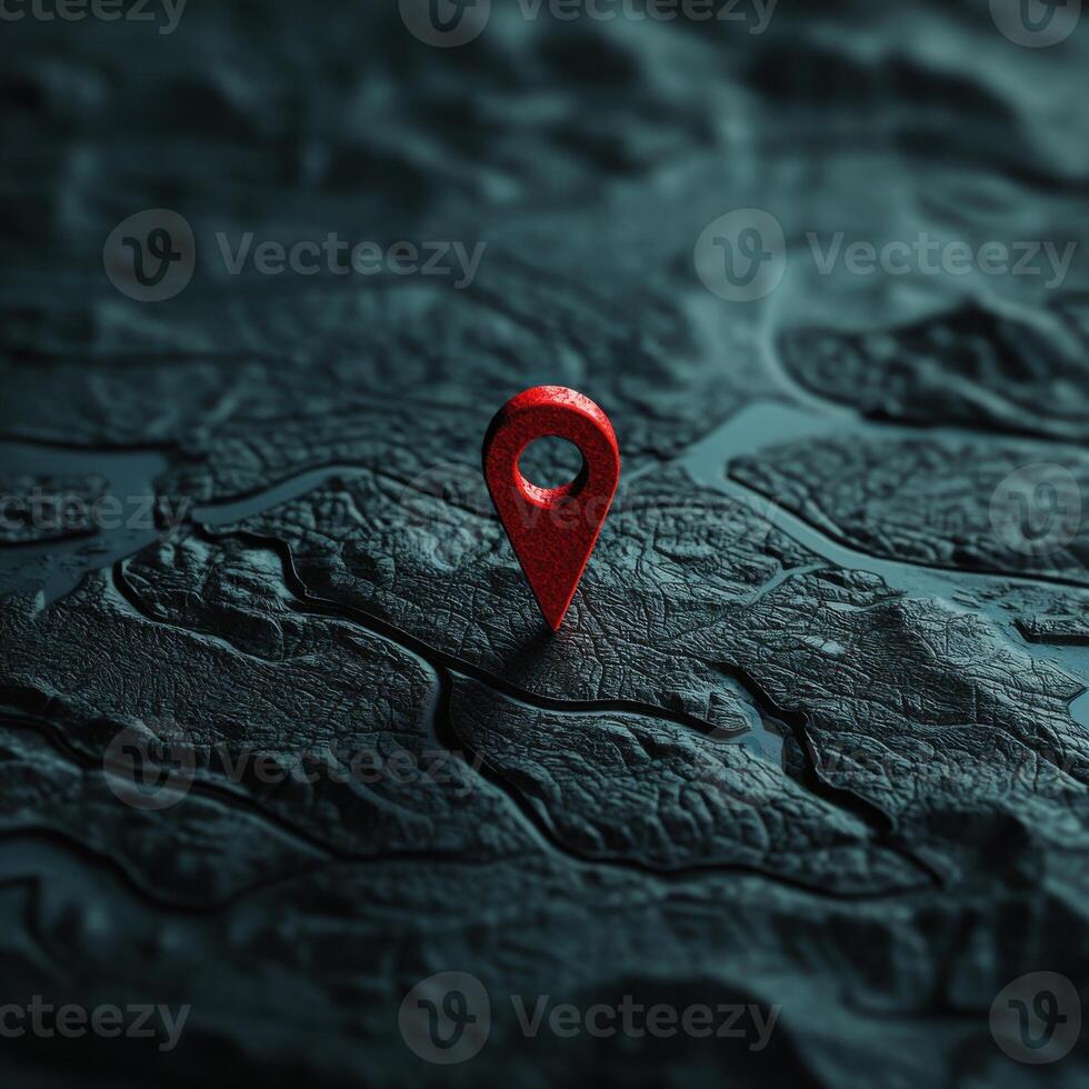 Minimalistic Red Location Pin with Map photo