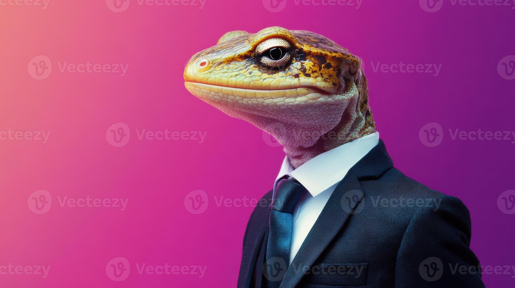 Portrait of a Salamander Dressed in a Formal Business Suit for Creative Concepts photo