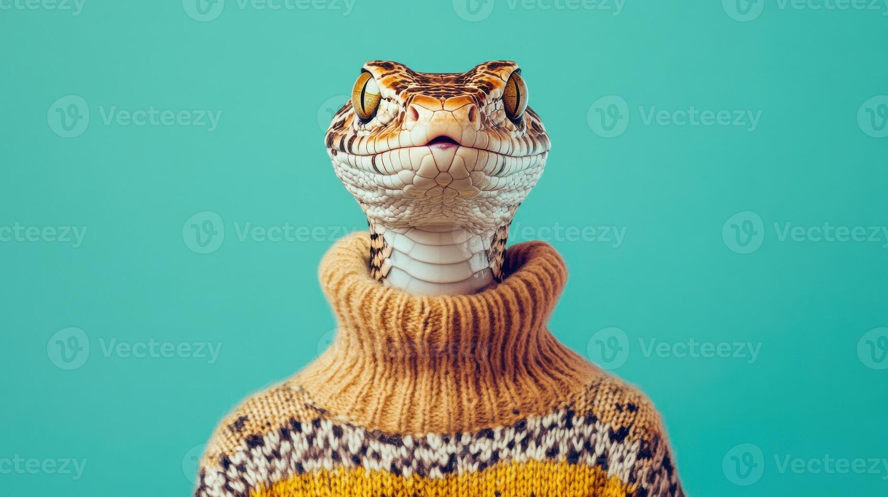 Unusual Creature with a Snake Face Wearing a Sweat - Unique Fantasy Image photo