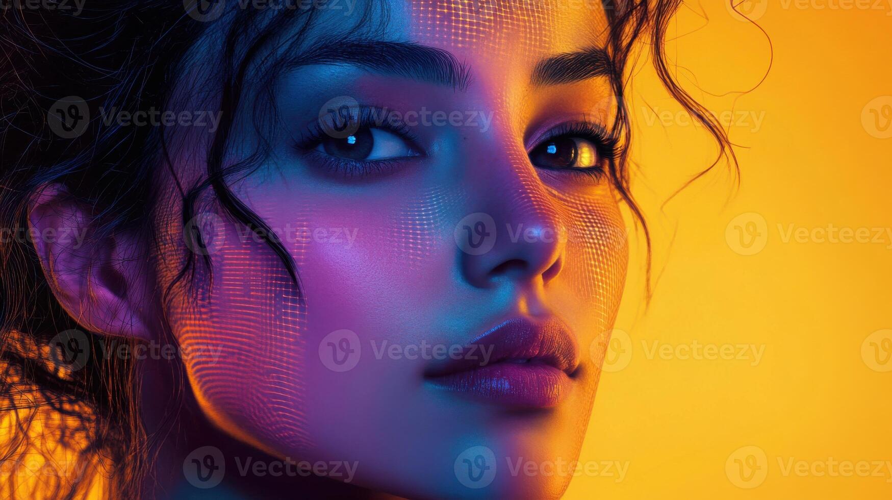 Facial Recognition Technology Demonstration on Young Female Face photo