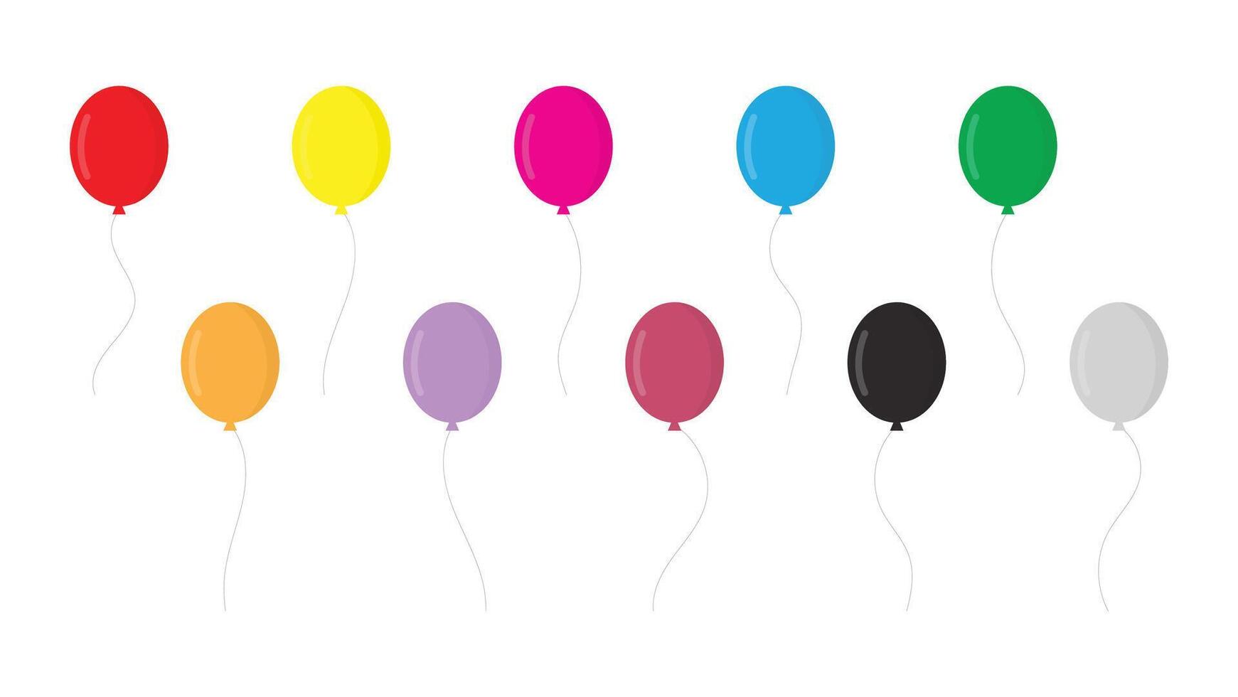 colorful balloons set isolated on white background. festive party element decoration vector