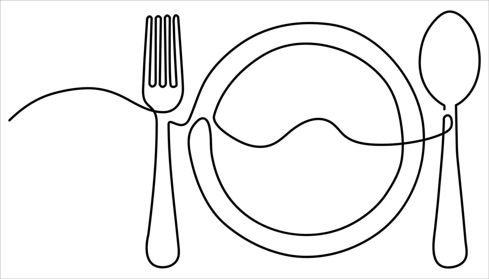 Cutlery set continuous one line art drawing illustration vector