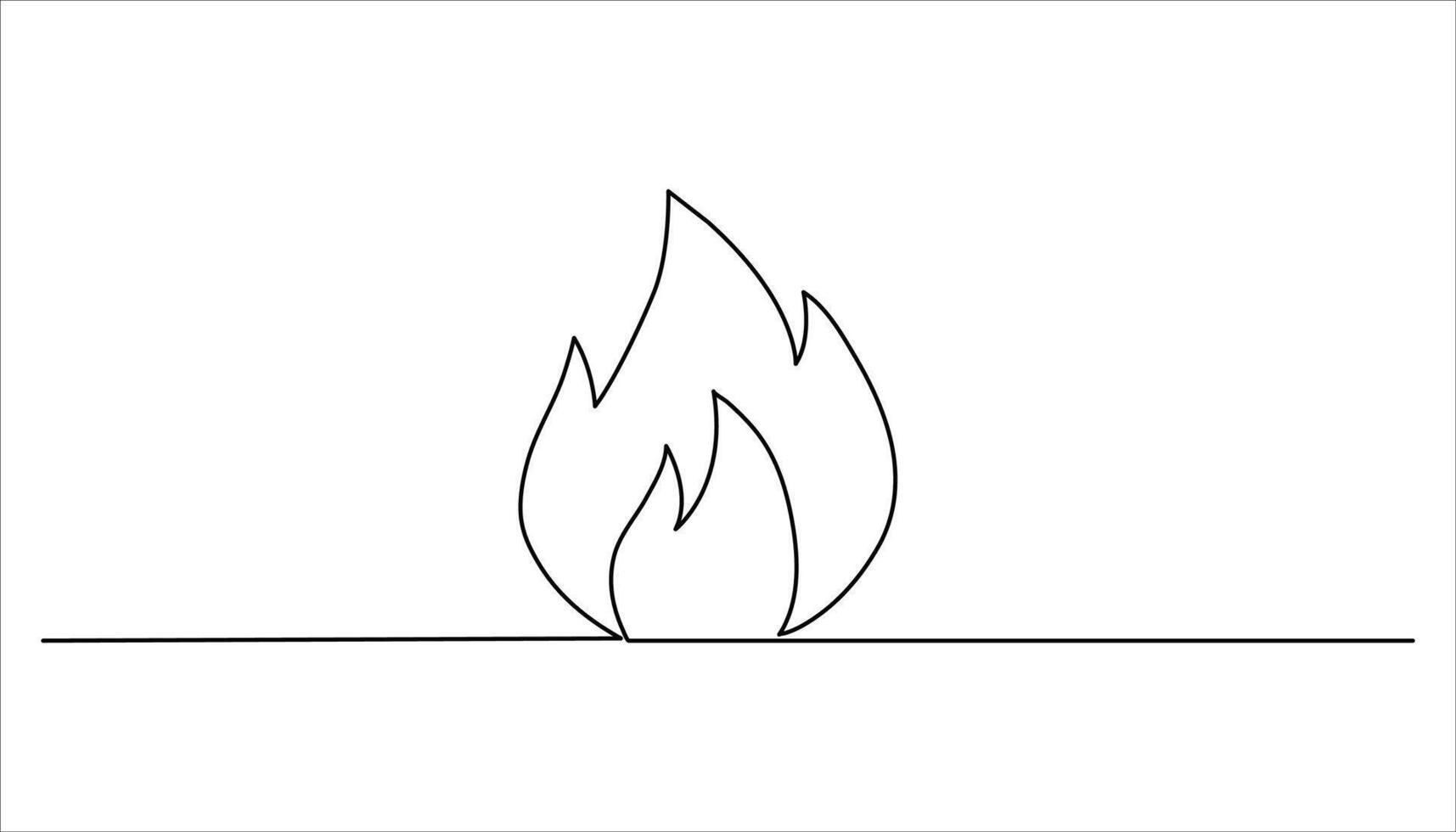 Minimalist fire single thin line Drawing illustration vector