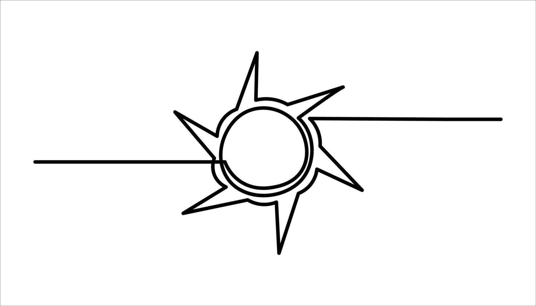 Sun continuous one line drawing. hand drawn outline of the sun vector
