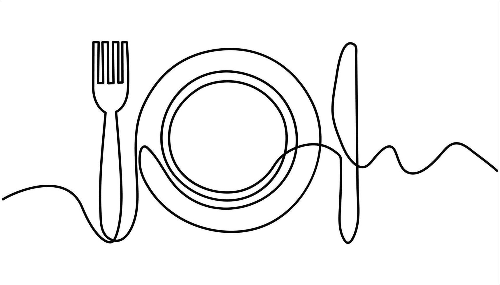 Tableware continuous one line drawing illustration vector