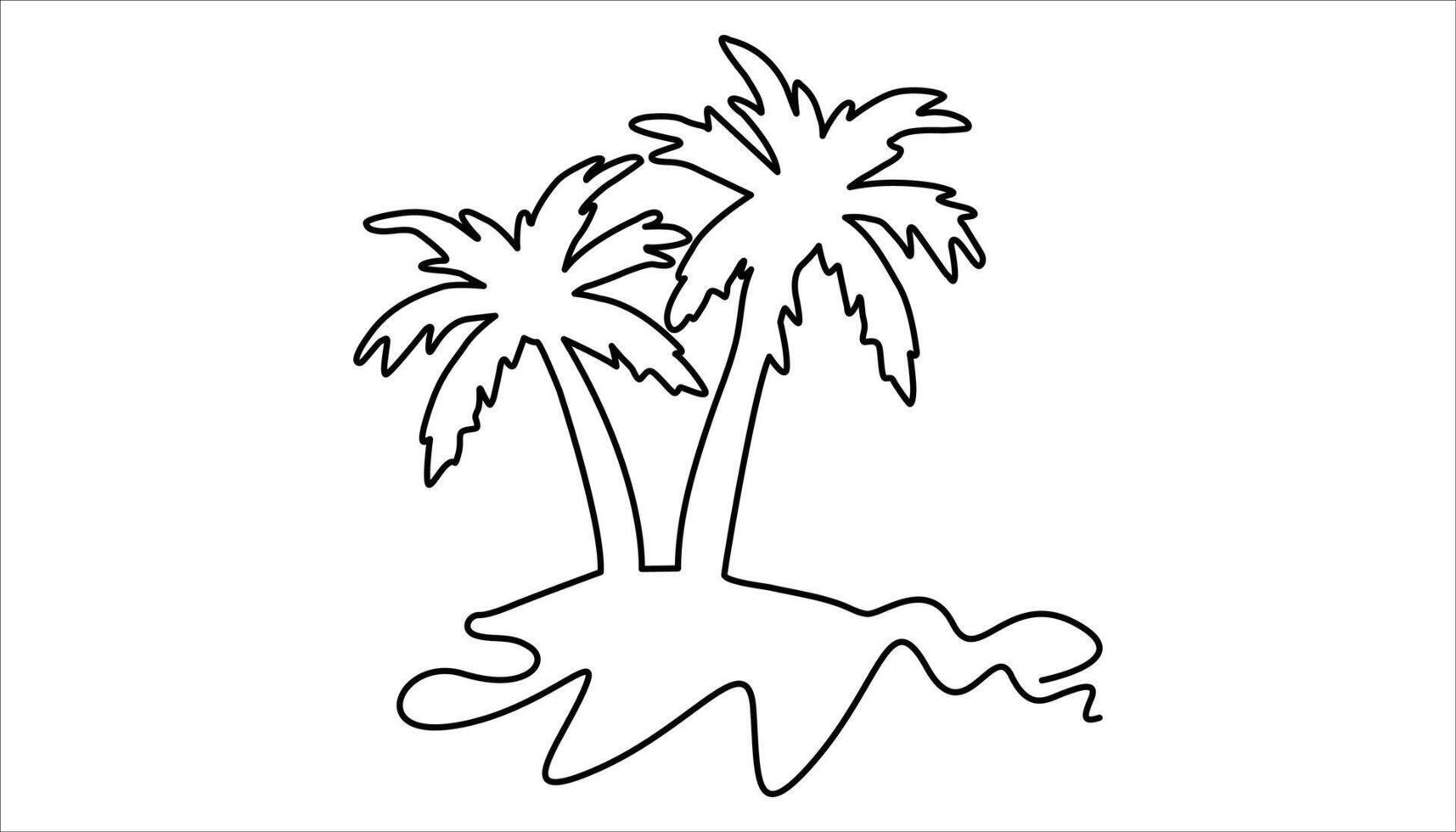 Simple palm tree continuous one line drawing vector
