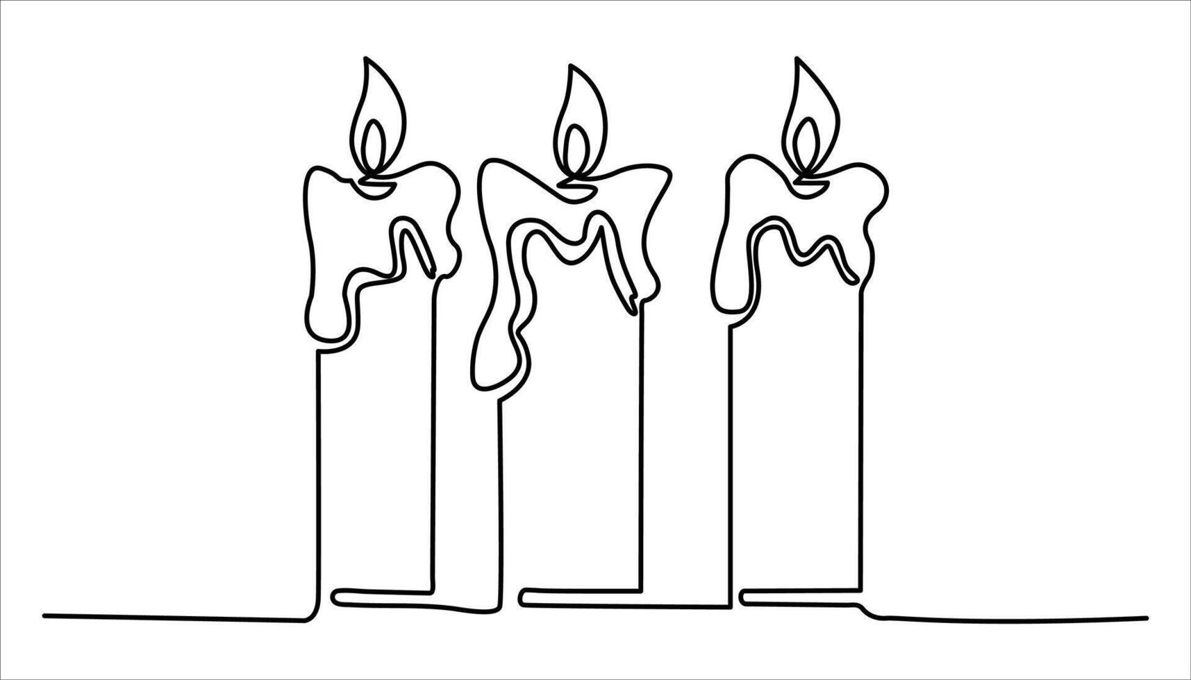 Candle icon continuous one line art drawing illustration vector
