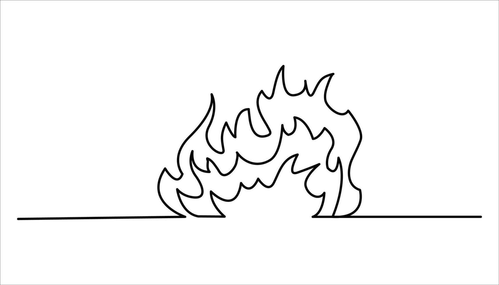 Fire single thin line Drawing illustration vector