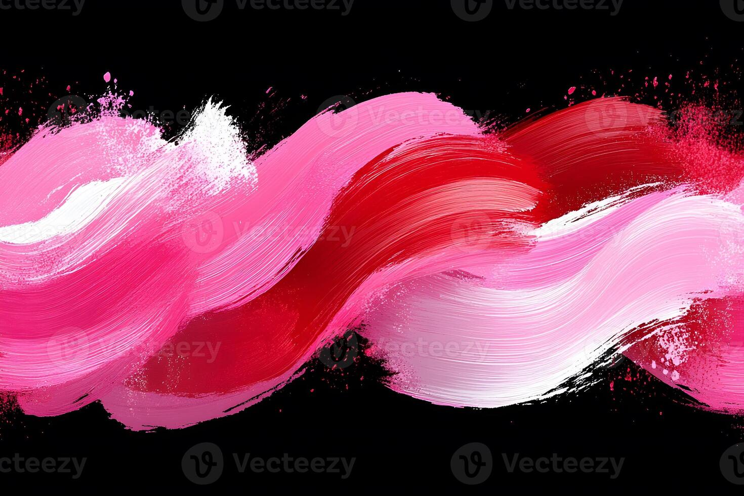 Vibrant Abstract Brush Strokes in Red and Pink on Black Background photo