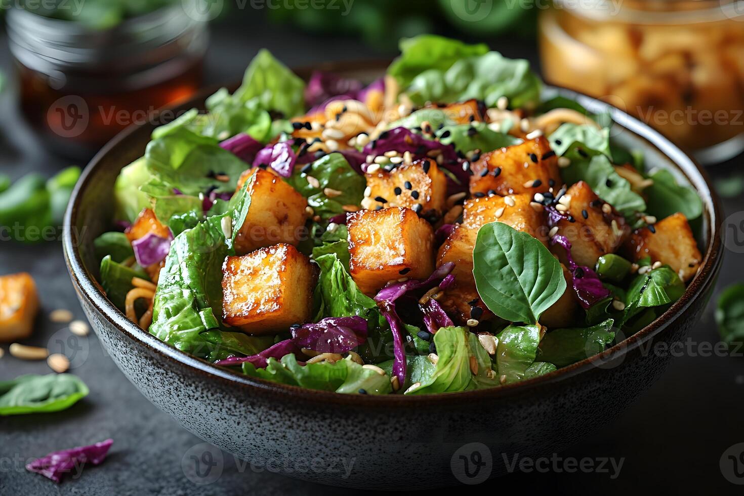 Fresh Asian-Inspired Tofu Salad with Sesame Dressing and Vegetables for Healthy Living and Culinary Inspiration photo