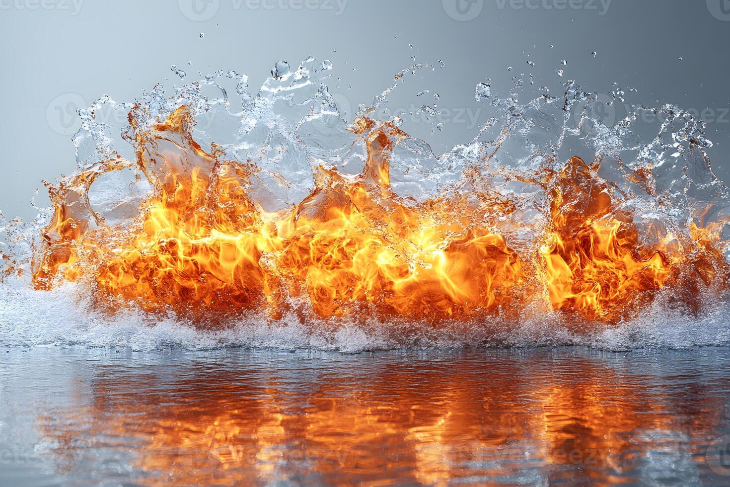 Dramatic Fusion of Fire and Water Elements for Dynamic Visual Impact photo